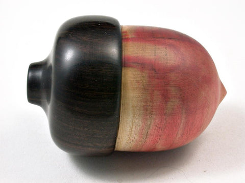 LV-3016  Flamed Box Elder & Mun Ebony Acorn Pill Holder, Ring Box, -SCREW CAP