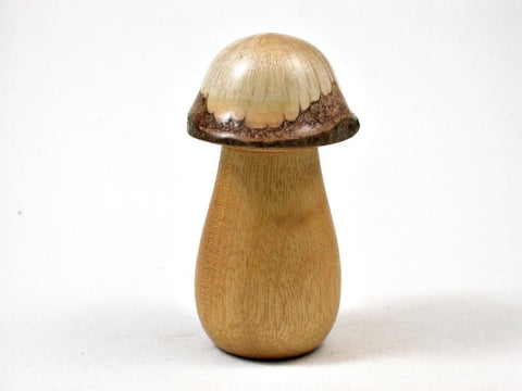 LV-3010  Live Oak & Yellowheart Mushroom Lidded Box, Pill Box, Secret Compartment-THREADED