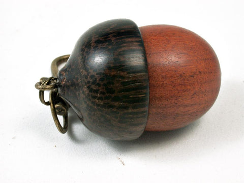 LV-2797 Pernambuco & Black Palm Acorn Pendant Box, Pill  Fob, Secret Compartment-SCREW CAP