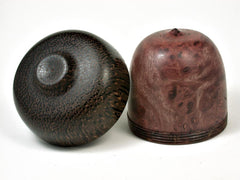 LV-2942  Wooden Acorn Jewelry, Ring Box, Pill Box Sal Burl & Black Palm-SCREW CAP