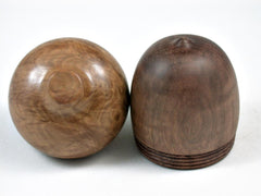 LV-2970  Curly Pyinma & Brown Malle Burl Wooden Acorn Jewelry, Ring Box, Pill Box-SCREW CAP