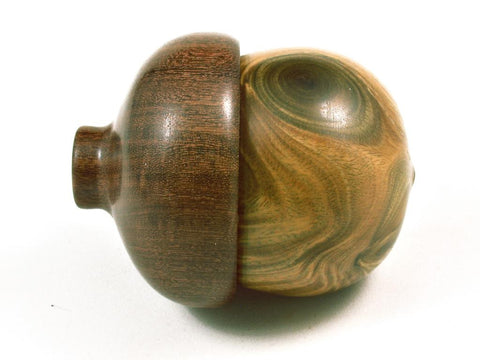 LV-2971  Verawood & Brown Ebony Wooden Acorn Jewelry, Ring Box, Pill Box-SCREW CAP
