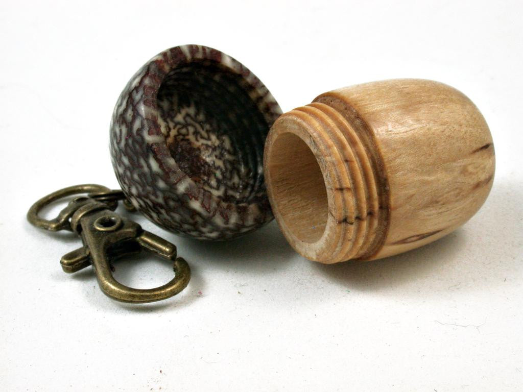 LV-2696  Acorn Pendant Box, Charm, Pill Holder from Masur Birch & Betelnut-SCREW CAP