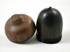 LV-3169 Ancient English Bog Oak & Brown Oak Wooden Acorn Box, Jewelry Box-SCREW CAP