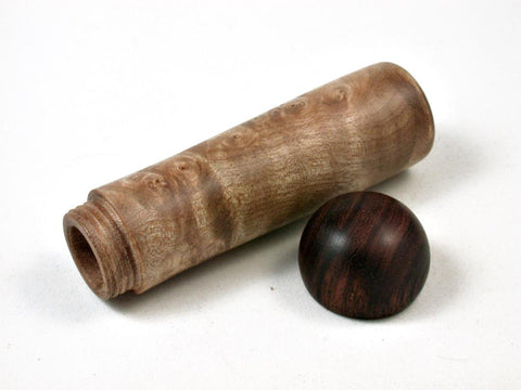 LV-2682 Maple Burl & Ironwood Slim Box, Toothpick Holder, Needle Case-SCREW CAP