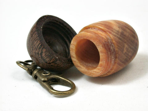 LV-2871  Ponderosa Pine Burl & Brown Ebony Acorn  Pendant Box, Pill  Fob, Charm-SCREW CAP