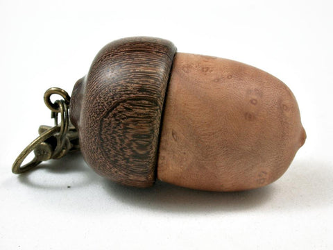 LV-2910 Madrone Burl & Brown Ebony Acorn Jewelry, Ring Box, Pill Box-SCREW CAP