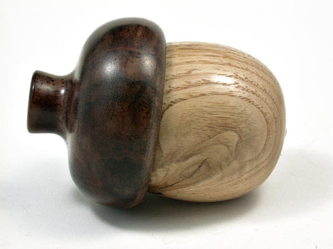 LV-2652 American Chestnut & Black Walnut Burl Acorn Jewelry, Pill , Trinket Box-SCREW CAP