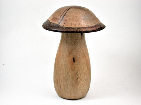 LV-3107  Persimmon & Live Oak Wooden Mushroom Trinket Box, Pill, Jewelry Box-THREADED