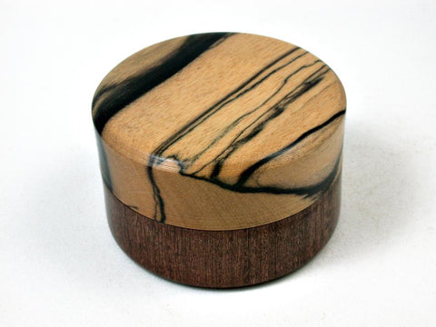 LV-2854  Black & White Ebony w/ Brown Ebony Flat Pill Box, Ring Holder, Jewelry Box-SCREW CAP