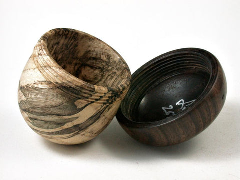 LV-2671 Spalted Hacberry & Kou Acorn Jewelry, Ring Box, Pill Box-SCREW CAP