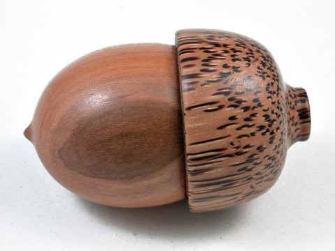 LV-2990  Plum & Coconut Palm Acorn Pill Box, Engagement Ring Box-SCREW CAP