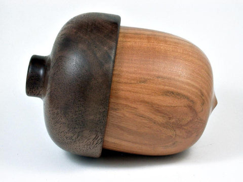 LV-2998  Japanese Flowering Cherry & Walnut Acorn Pill Box, Jewelry Box, Keepsake-SCREW CAP
