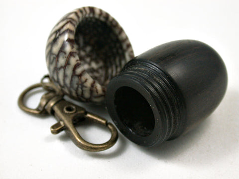 LV-3117  Mun Ebony & Betelnut Acorn Box, Pill Holder, Compartment Pendant-SCREW CAP
