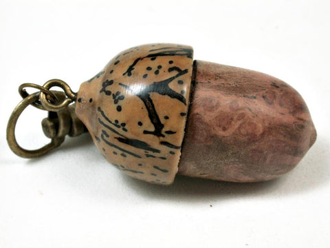 LV-2938  Acorn Pendant Box, Compartment Jewelry from Papaturro Burl  & Palm Nut-SCREW CAP