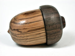 LV-2922  Wooden Acorn Box, Ring Box, Pill Box Zebrawood & Walnut-SCREW CAP