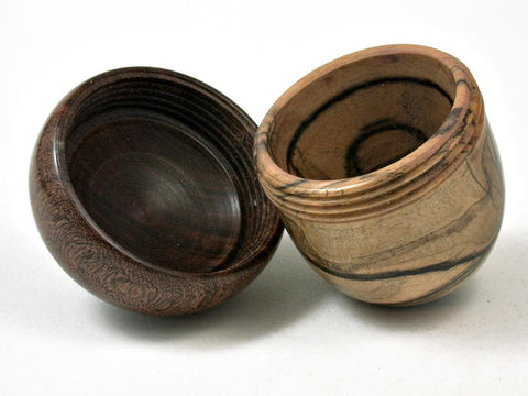 LV-2833   Black n White Ebony & Brown Ebony Acorn Jewelry Box, Pill Box, Trinket Box-SCREW CAP