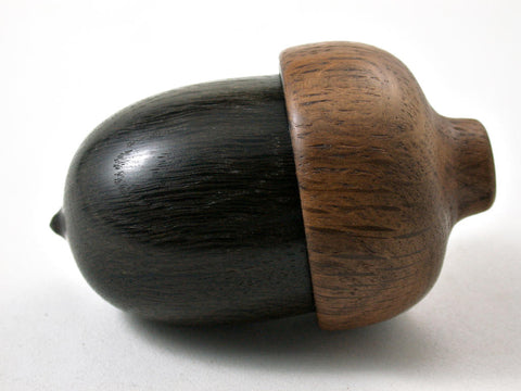 LV-3169 Ancient English Bog Oak & Brown Oak Wooden Acorn Box, Jewelry Box-SCREW CAP