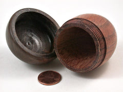 LV-2924 Wooden Acorn Jewelry, Ring Box, Pill Box  from Red Zebrawood & Black Walnut-SCREW CAP