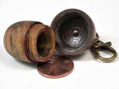 LV-2869 Acorn Pendant Box, Pill Fob Chittum Wood & Brown Ebony-SCREW CAP