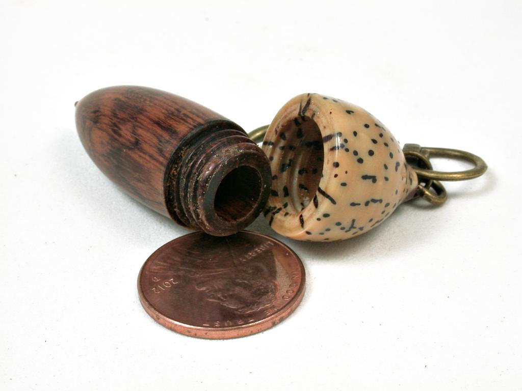 LV-2934  Acorn Pendant Box, Cremation Jewelry from Snakewood & Palm Nut-SCREW CAP