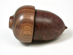 LV-2940 Wooden Acorn Jewelry, Ring Box, Pill Box  from Red Mallee Burl & Tamboti-SCREW CAP