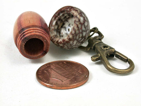 LV-3059  Tulipwood & Betelnut  Acorn Box, Pill Holder, Compartment Pendant-SCREW CAP