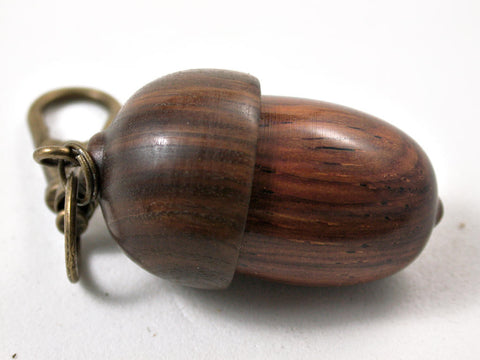 LV-3167  Cocobolo & Lignum Vitae Acorn Box, Pill Holder, Compartment Pendant-SCREW CAP