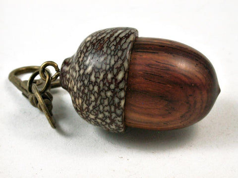 LV-2713 Cocobolo & Betel Nut Acorn Pendant Box, Pill Fob, Secret Compartment-SCREW CAP