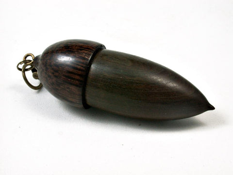 LV-2775  Lignum Vitae & Black Palm Acorn Pendant Box, Needlecase, Pill  Fob-SCREW CAP