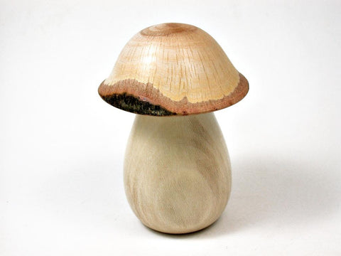 LV-2878 Holly & Live Oak Wooden Mushroom Trinket Box, Pill, Jewelry Box-THREADED CAP