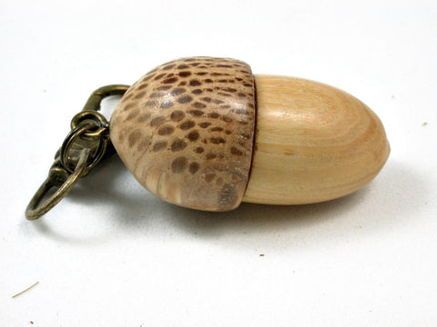 LV-2792  White Ironwood & Royal Palm Acorn Pendant Box, Pill  Fob, Memorial Jewelry-SCREW CAP