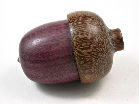 LV-2986  Purpleheart & Brownheart Acorn Pill Box, Engagement Ring Box-SCREW CAP