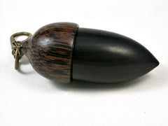 LV-2815 Blackwood & Black Palm Acorn Pendant Box, Pill Fob, Secret Compartment-SCREW CAP