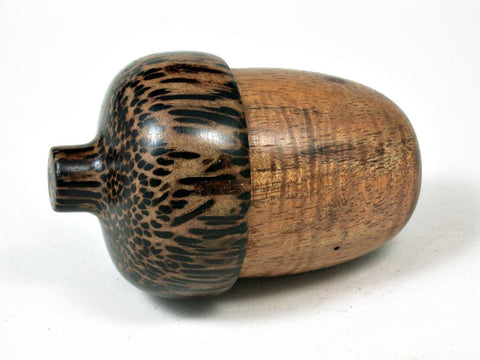 LV-2736 Curly Koa & Black Palm Acorn Jewelry, Ring Box, Pill Box-SCREW CAP