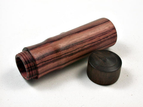 LV-2616  Tulipwood & Brown Ebony Slim Pill Box, Toothpick Holder, Needle Case-SCREW CAP