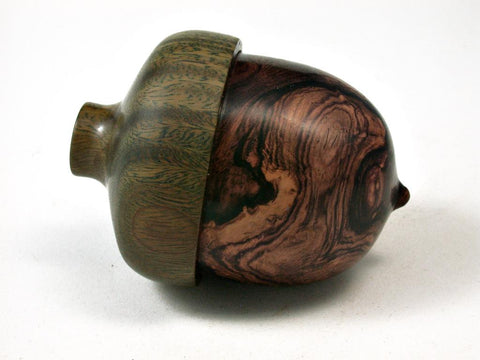 LV-2738 Honduran Rosewood Burl & Verawood  Acorn Jewelry, Ring Box, Pill Box-SCREW CAP