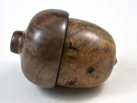 LV-2899 Wooden Acorn Jewelry, Ring Box, Pill Box  from Redbud Burl & Black Walnut-SCREW CAP