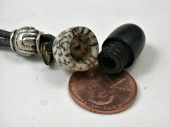 LV-2660  Gabon Ebony & Manila Palm Nut Pendant Necklace, Memorial Jewelry -SCREW CAP
