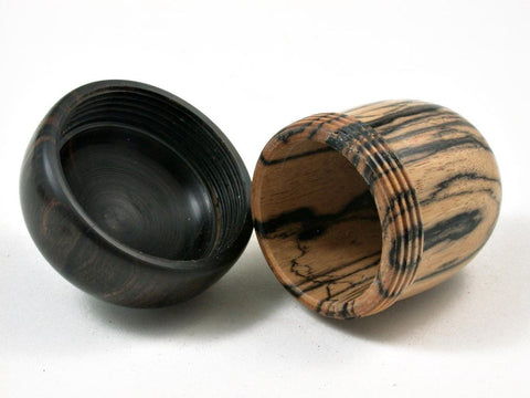 LV-2994  Black-n-White Ebony & Mun Ebony Acorn Pill Box, Jewelry Box, Keepsake-SCREW CAP