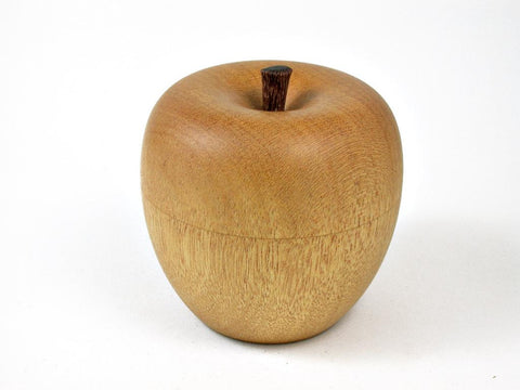 LV-2820  Wooden Apple Threaded Box Made from Yellowheart & Brownheart Stem-SCREW CAP