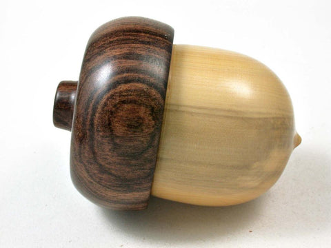 LV-3043  Feench Boxwood & Tamboti  Acorn Pill Box, Jewelry, Engagement Ring Box-SCREW CAP