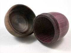LV-2980  Purpleheart & Greenheart Acorn Pill Box, Engagement Ring Box-SCREW CAP