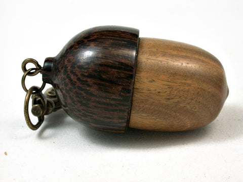 LV-2812  Verawood & Black Palm Acorn  Pendant Box, Pill  Fob, Charm-SCREW CAP