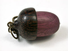 LV-2771  Purpleheart & Black Palm Acorn Pendant Box, Pill Fob-SCREW CAP