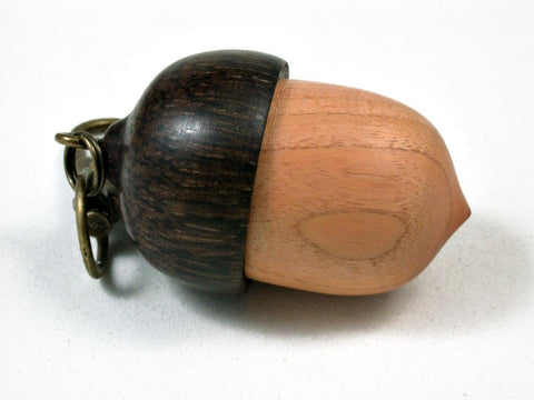 LV-2716 Pink Ivory & Black Palm Acorn Pendant Box, Pill  Fob, Secret Compartment-SCREW CAP