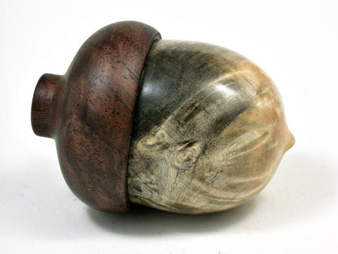 LV-2654 Buckeye Burl & Black Walnut Burl Acorn Jewelry, Pill , Trinket Box-SCREW CAP