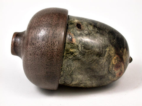 LV-2927  Acorn Box, Ring Box, Pill Box Buckeye Burl & Walnut-SCREW CAP