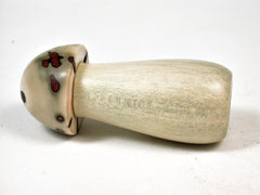 LV-2955 Holly & Raphia Palm Nut Threaded Mushroom Needlecase, Pill Box, Jewelry Box-THREADED