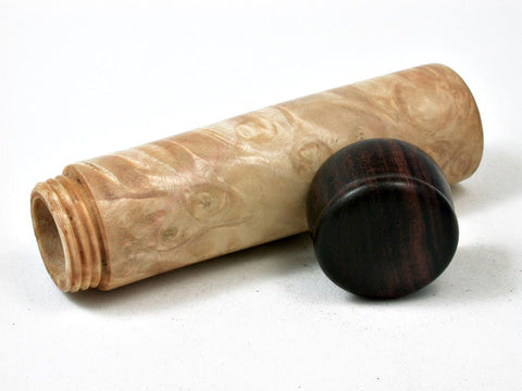 LV-2678  Box Elder Burl &  Ironwood Slim Box, Toothpick Holder, Needle Case-SCREW CAP